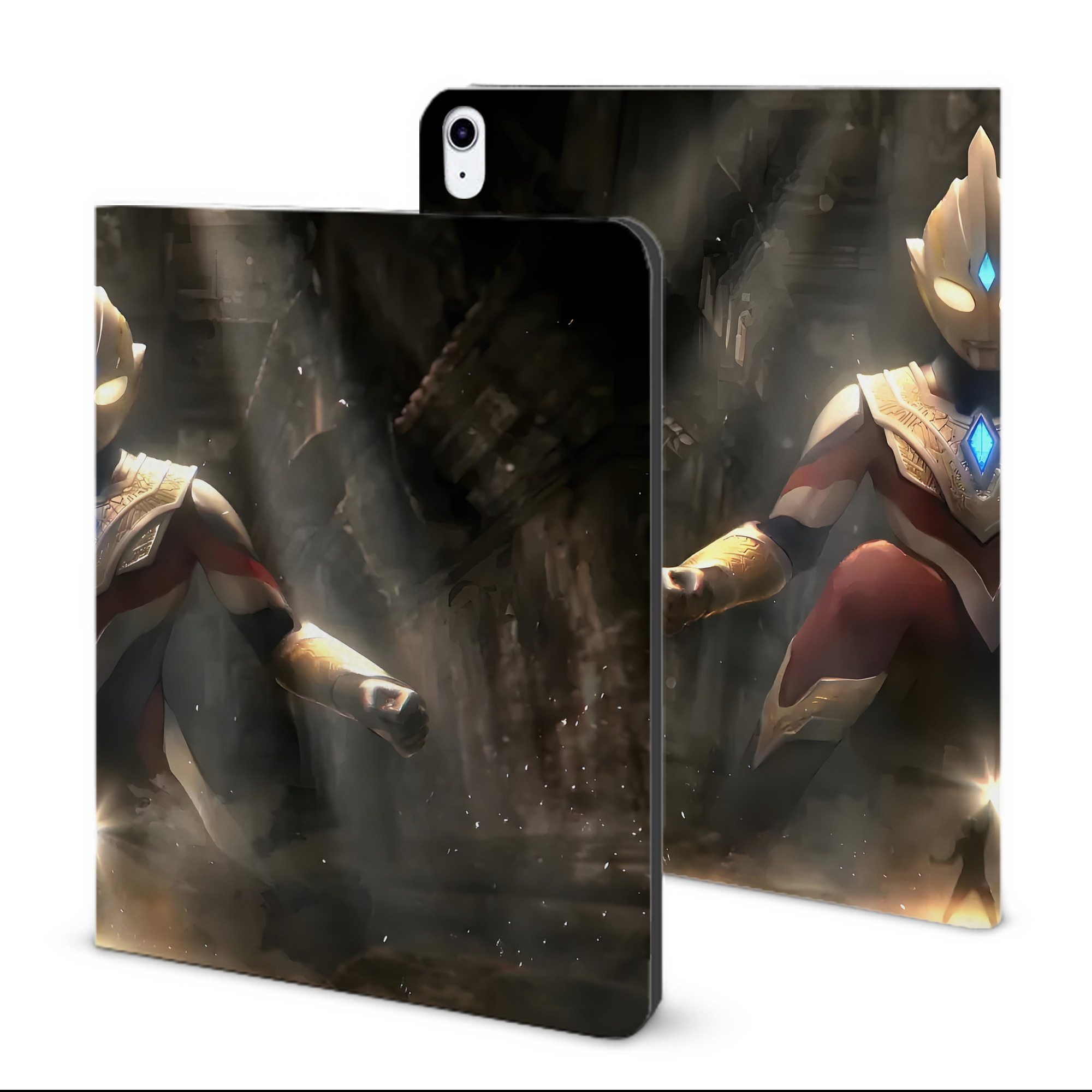 （画像用） ウルトラマン Ultraman IPad ケース ブック型 PUレザー TPU 耐衝撃 軽量 薄型 ペン収納なし 全面保護 IPad 各モデル対応